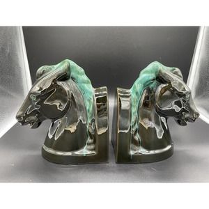 Blue Mountain Pottery Horse Head Bookends Mid Century Modern Pair Set 2 Vintage